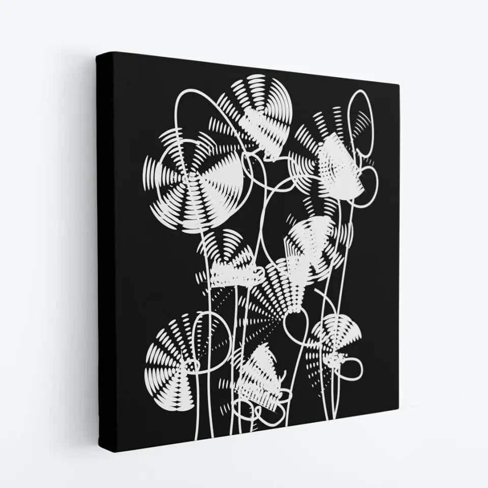 Flowers in graphic, white on black #F04